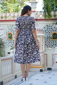 Kurti d'été pour femme à imprimé floral et smocks froncés, élégant, décontracté, léger, confortable, fluide, en polyester recyclé - Product Image 5