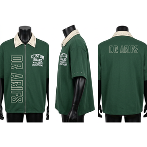 Men's Oversized <b>Olive</b> <b>Green</b> Zipper <b>Shirt</b> Short Sleeve Letter Print Streetwear Top Oversized zip up <b>shirt</b> men - Product Image 5