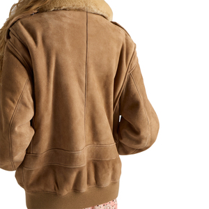 Luxury Women's <b>Shearling</b> <b>Bomber</b> <b>Jacket</b> Genuine Lambskin Fur Aviator <b>Jacket</b> OEM Custom Private Label Leather top Manufacturer - Product Image 4