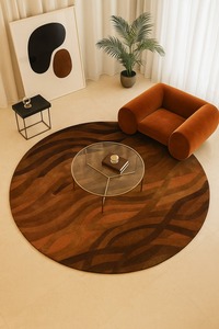 Custom Handmade Wool Rug brown wooden shaded Pattern <b>Carpet</b> Hand Tufted Luxury Artistic Rug for Living Room - Product Image 4