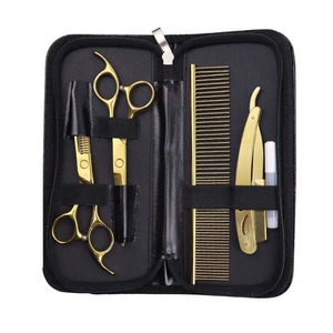 Kit de ciseaux de coiffure et de ciseaux à effiler en acier inoxydable pour barbier, avec étui zippé - Product Image 1