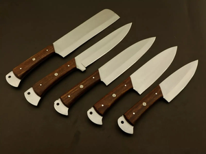 Ensemble de couteaux de chef professionnels en acier inoxydable de haute qualité, lame tranchante, orientation pour droitier, manche en bois personnalisé - Product Image 4