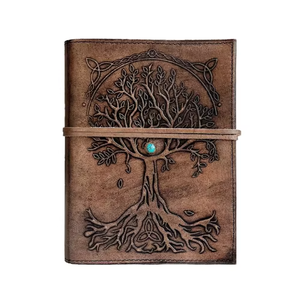 Diario de cuero con diseño del Árbol de la Vida, estilo vintage, con tapa dura, personalizado, con correa y cierre, gran éxito de ventas. - Product Image 1