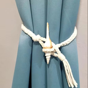 Seashell <b>Curtain</b> Tiebacks: Cotton Rope, Beach Decor - Product Image 1