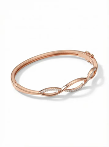 กำไลข้อมือเพชรทรงอินฟินิตี้ทองคำโรสโกลด์ 14K ประดับเพชรเลี้ยงในห้องปฏิบัติการ ดีไซน์เกลียวคลื่น สวยหรู เป็นของขวัญสำหรับผู้หญิง ชุดกำไลเจ้าสาว - Product Image 3