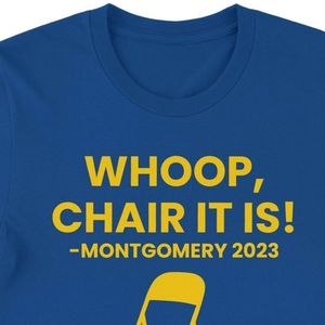 เสื้อยืดลายกราฟิก Custom Whoop Chair ธีมสีน้ำเงินทอง แขนสั้น คอกลม สไตล์ลำลอง สำหรับงานอีเว้นท์ แฟชั่นสตรีทแวร์ ขายส่ง - Product Image 3