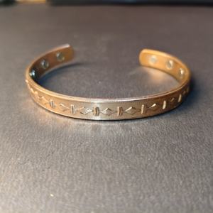 Geometric Engraved Copper <b>Healing</b> <b>Bracelet</b> - Luxury Fashion Pure Copper Cuff Bangle - Therapeutic Health Jewelry for Daily Wear - Product Image 2