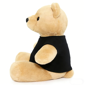 Peluche de felpa de pelo corto, color beige pálido, personalizado, con silueta clásica de oso redondeado. - Product Image 4