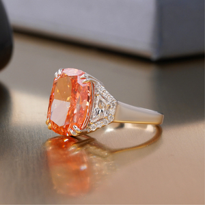 14K Gold Lab Grown Diamond Ring 7.01 CT Vivid Red <b>Cushion</b> Cut Rare Fancy Color <b>Statement</b> - Product Image 2