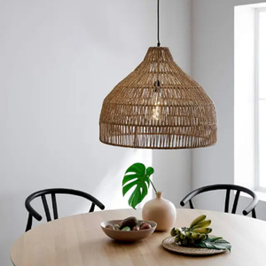 Farmhouse Rattan Pendant <b>Lighting</b> Fixture For Bedroom - Product Image 2