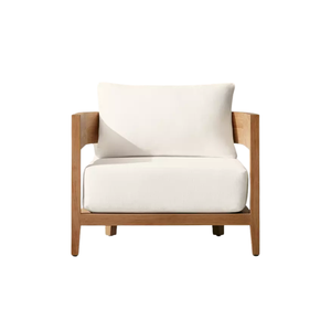 Sillón de Jardín de Teca Sólida con Acabado Natural, Diseño de Brazos Curvos Premium, Resistente a los Rayos UV, Cojín Grueso, Muebles de Jardín de Lujo - Product Image 4