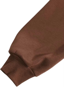 Sudadera con Capucha Marrón para Mujer, de Color Sólido, Manga Larga, Tejida en Algodón, Informal, para Invierno, Ecológica, Transpirable - Product Image 5