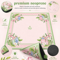Tapis de Mahjong Floral Chinoiserie Rose Personnalisé 33x33 en Néoprène Antidérapant Pliable Housse de Table Carrée Cadeau de Luxe OEM Poker Américain