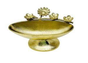 Cuenco de servir de metal negro dorado con pedestal, frutero decorativo mate elevado para mesa de bodas y fiestas - Product Image 6