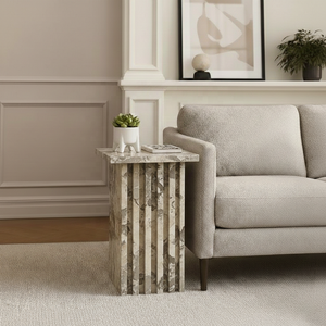 Mesa auxiliar moderna de mármol natural disponible en múltiples opciones de mármol - Product Image 3