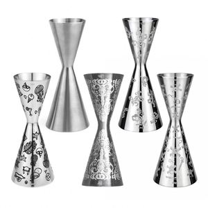 1oz/2oz <b>Engraved</b> Non-Welding Mr.Slim Bar Cocktail Jigger 304 Stainless Bartender Metal Ounce Cup With Measurement Markings - Product Image 1