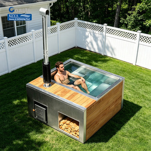 Expériences de détente de luxe à prix abordable dans la cour : Bain à remous thermique extérieur pour 3 personnes <span class=keywords><strong>avec</strong></span> revêtement en cèdre - Product Image 1