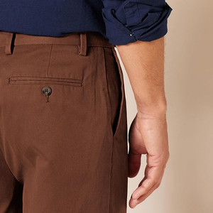 Pantalones Chinos de Algodón para Hombre, Corte Recto, Color Marrón, Cintura Media, Estilo Casual, Cierre de Botones, Estilo Otoñal, Antiarrugas, con Bolsillos Laterales - Product Image 4