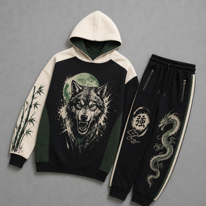 Red Dragon Tiger Print Tracksuit Men Hooded Sweatshirt <b>Joggers</b> Set Streetwear Full Sleeve Digital Print Autumn Wear - Product Image 4