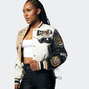 Premium Quality Varsity Jacket For Women Winter Wear 100% Wool Varsity Jacket With Embroidery Working And OEM - Product Image 6