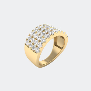 2.05CTW Round Cut Pave Set Triple Row <b>Statement</b> <b>Ring</b> - Product Image 4