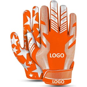 Nouveauté : Gants de football américain unisexes durables avec logo personnalisé, antidérapants, à doigts entiers, avec sangle de poignet réglable et poignées pour une meilleure adhérence. - Product Image 1