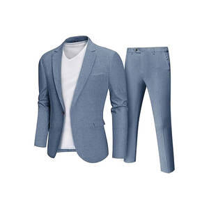 Costume de mariage trois pièces pour homme, style affaires et loisirs, croisé, effet délavé, avec détails crochetés - Product Image 3