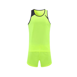 Conjunto Deportivo Unisex Verde Neón, Camiseta sin Mangas con Pantalones Cortos, Absorbe la Humedad, para Adultos, Todas las Temporadas, Corte Regular - Product Image 4