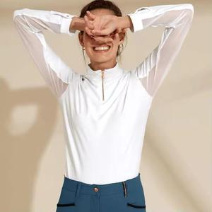 Vêtement de sport pour femme en coton tricoté léger de qualité supérieure avec logo frontal, coupe extensible confortable pour l'équitation - Product Image 1
