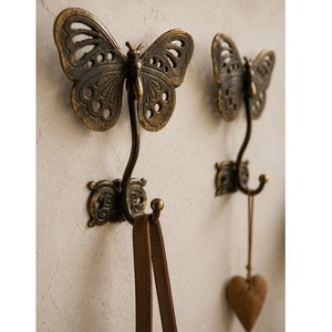 Porte-manteau mural décoratif en métal en forme de papillon, à un seul niveau, durable, style original pour sacs et serviettes - Product Image 5