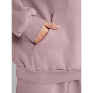 Conjunto Deportivo de Dos Piezas, Pantalones Deportivos Transpirables, Ecológicos, Holgados, Ligeros, Ropa Urbana de Invierno, Logotipo Personalizado, Poliéster, Sudadera con Capucha para Mujer - Product Image 2