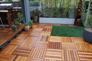 Dalles de terrasse en bois d'acacia pour l'extérieur, emboîtables, imperméables - Product Image 3