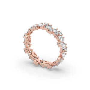 Anillo de Diamantes Cultivados en Laboratorio de 2.16Ct, Oro Sólido de 14K/10K, Corte Pera y Redondo Brillante, Estilo Único, Joyería Fina para Mujer, Banda de Eternidad Personalizada - Product Image 3