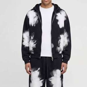 Vintage Sun Faded High Quality Cotton Acid Washed Oversize Zip up Hoodie and <b>Sweat</b> <b>Pants</b> Print Distressed Tracksuits for Men - Product Image 4