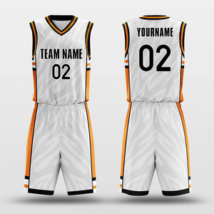 Custom Sublimated Basketball Uniforms White V-Neck Sleeveless Quick Dry Breathable Eco-Friendly Polyester Team <b>Name</b> Unisex Adult - Product Image 5
