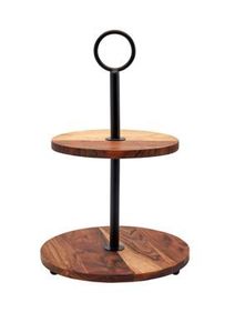 modern2 Tier Cake Stand with wooden Plates and <b>Frame</b> for Elegant Presentation - Product Image 2