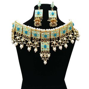 Indian Classic Women's Choker Wedding Engagement Anniversary Party Green Traditional Crystal Kundan Faux Pearl Alloy Gold <b>Gift</b> - Product Image 1