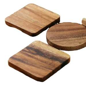 Sous-verres ronds en bois très demandés avec support – Ensemble décoratif et fonctionnel pour cuisine, bar et table basse – Origine Inde - Product Image 2