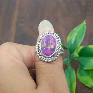 Bague en cuivre violet et turquoise, bague en argent sterling 925, bague statement, bague au design artisanal, bague avec pierres précieuses, bijoux en turquoise, cadeau - Product Image 6