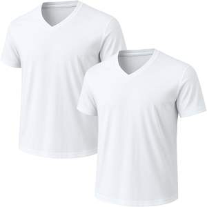 T-shirt pour homme en polyester/coton imprimé sérigraphié, anti-plis, écologique, respirant, léger, séchage rapide, col en V, pour usage quotidien - Product Image 1