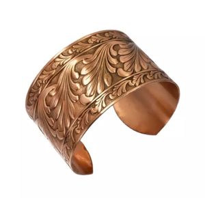 Luxury Handmade Textured Engraved <b>Copper</b> Cuff Bracelet Open Cuff <b>Bangle</b> Therapeutic Wellness Jewelry Personalization Custom Gift - Product Image 1