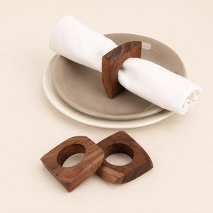 Ensemble d'anneaux de serviette en bois géométriques modernes faits à la main pour la restauration fine, porte-serviettes en bois massif écologique, hôtels de luxe - Product Image 5