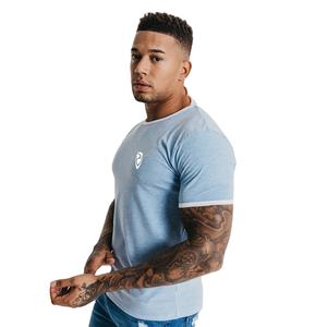 Camiseta Casual de Manga Corta con Cuello Redondo y Color Sólido para Hombre, 80% Algodón, 20% Poliéster, Logotipo Personalizado, Impresión en Blanco, Alta Calidad - Product Image 1