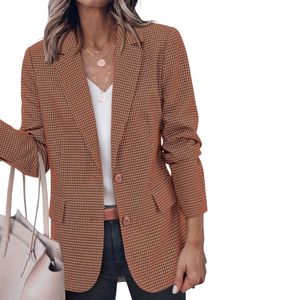 Blazer de Lana Azul Marino Personalizado para Mujer, Chaqueta de Oficina con un Solo Botón, Bolsillo con Solapa, Traje de Negocios, Corte Clásico - Product Image 4
