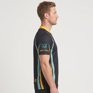 Maillot de softball pour hommes à manches courtes, séchage rapide, imprimé par sublimation, avec logo avant, coloris noir, turquoise et jaune, pour les joueurs Night Owls - Product Image 3