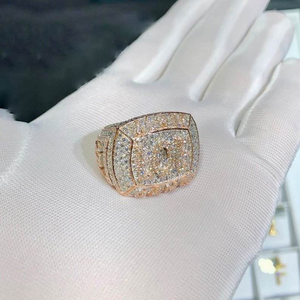 Bague de football Moissanite Iced Out, bijou de luxe Hip Hop, bague de mode pour homme - Product Image 2