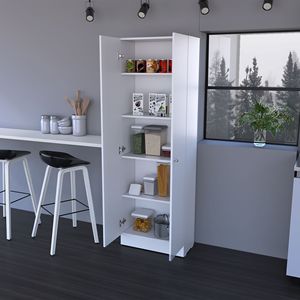 Mobiletto alto rettangolare bianco a 2 ante Buxton per soggiorno - Product Image 2