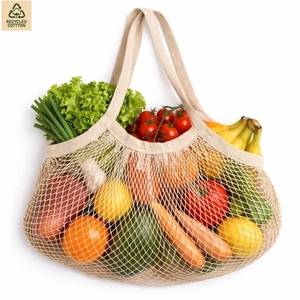 Sac de courses en filet de coton naturel 72x74cm, réutilisable, pour marché et produits frais, avec logo personnalisé, vente en gros, OEM, ODM, marque privée, en vrac, B2BPro - Product Image 1