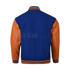 เสื้อแจ็คเก็ตหนังแท้ผู้ชาย แขนหนังแท้ คอถักไหมพรม แฟชั่นสตรีทแวร์ - Product Image 3