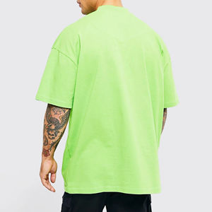 Camiseta de Algodón Verde Oliva Sólido para Hombre, Manga Corta, Cuello Redondo, Corte Holgado, Estilo Casual, Tejido Jersey, Deportiva, 220g, Secado Rápido - Product Image 3